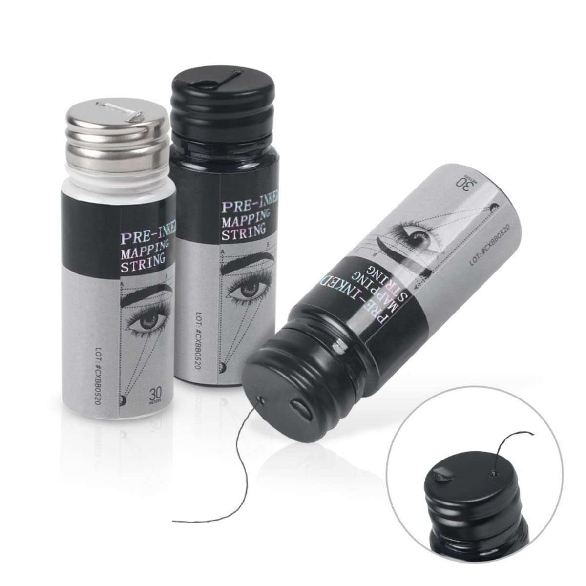 30M Length Pre-inked Mapping String Microblading Mapping Tread Measuring Positioning Tools for Eyebrow, lip Permanent Makeup (White) 5