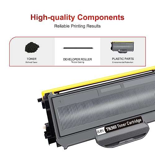ejet TN360 TN-360 High Yield Compatible Ink Cartridge Replacement for TN360 Ink Cartridge for Printer DCP-7040 DCP-7030 MFC-7840W HL-2140 MFC-7340 MFC-7440N HL-2170W (Black, 3-Pack) 2