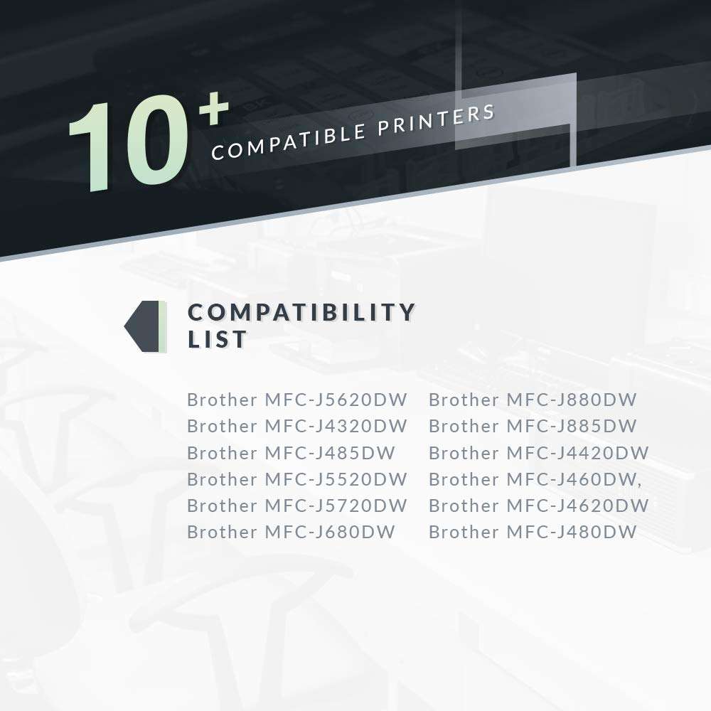 K-Ink Compatible Ink Cartridge Replacement for Brother LC203, LC203XL, LC201XL, LC201 - Compatible with MFC-J480DW, J880DW, J4420DW, J680DW, J885DW (10 Pack: 4 Black, 2 Cyan, 2 Magenta, 2 Yellow) 4