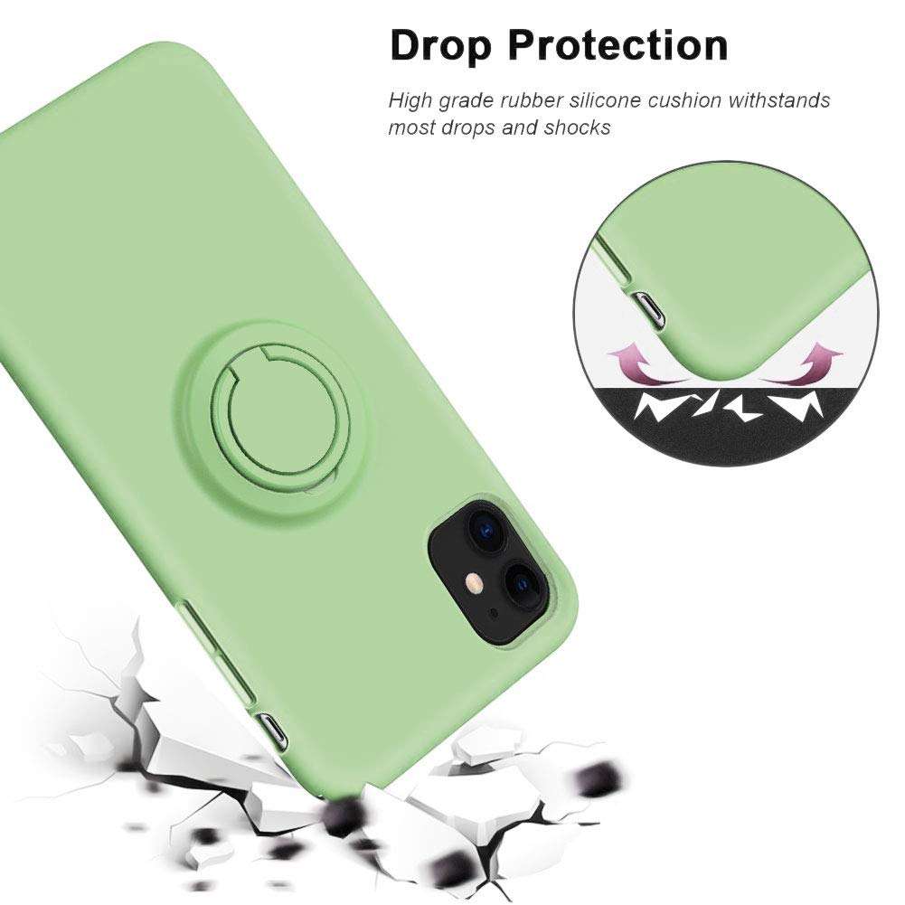 Vooii for iPhone 11 Case Kickstand | Baby Grade Liquid Silicone | 10ft Drop Tested Protective, Microfiber Lining Shockproof Full-Body Cover Case for iPhone 11 - Matcha 5