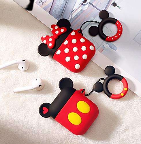 AKXOMY Compatible with Airpods Case Cover, Cute Cartoon Minnie Mouse Airpods Case, Charging Drop-Proof Soft Silicone Protective Cover Case for Girls Women Kids Airpods 2 & 1 (Minnie) 2