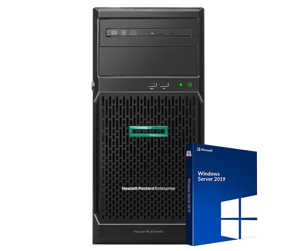 HP ProLiant ML30 Gen10 Tower Server Bundle with Intel Xeon E-2136, 32GB DDR4, 8TB SSD, Windows Server 2019 Standard