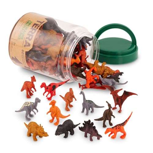 Terra by Battat – 60 Pieces Dinosaur Figures Assorted Mini Plastic Animals for Kids Birthday Party Supplies Decorations Educational Toy Playset 3+ Years 1