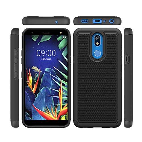 Phone Case for LG K40/K12 Plus/X4 2019/Solo LTE/Xpression Plus 2/Harmony 3 with Tempered Glass Screen Protector Cover and Slim Rugged Silicone Accessories LGK40 K 40 40K L423DL LMX420 Cases Men Black 4