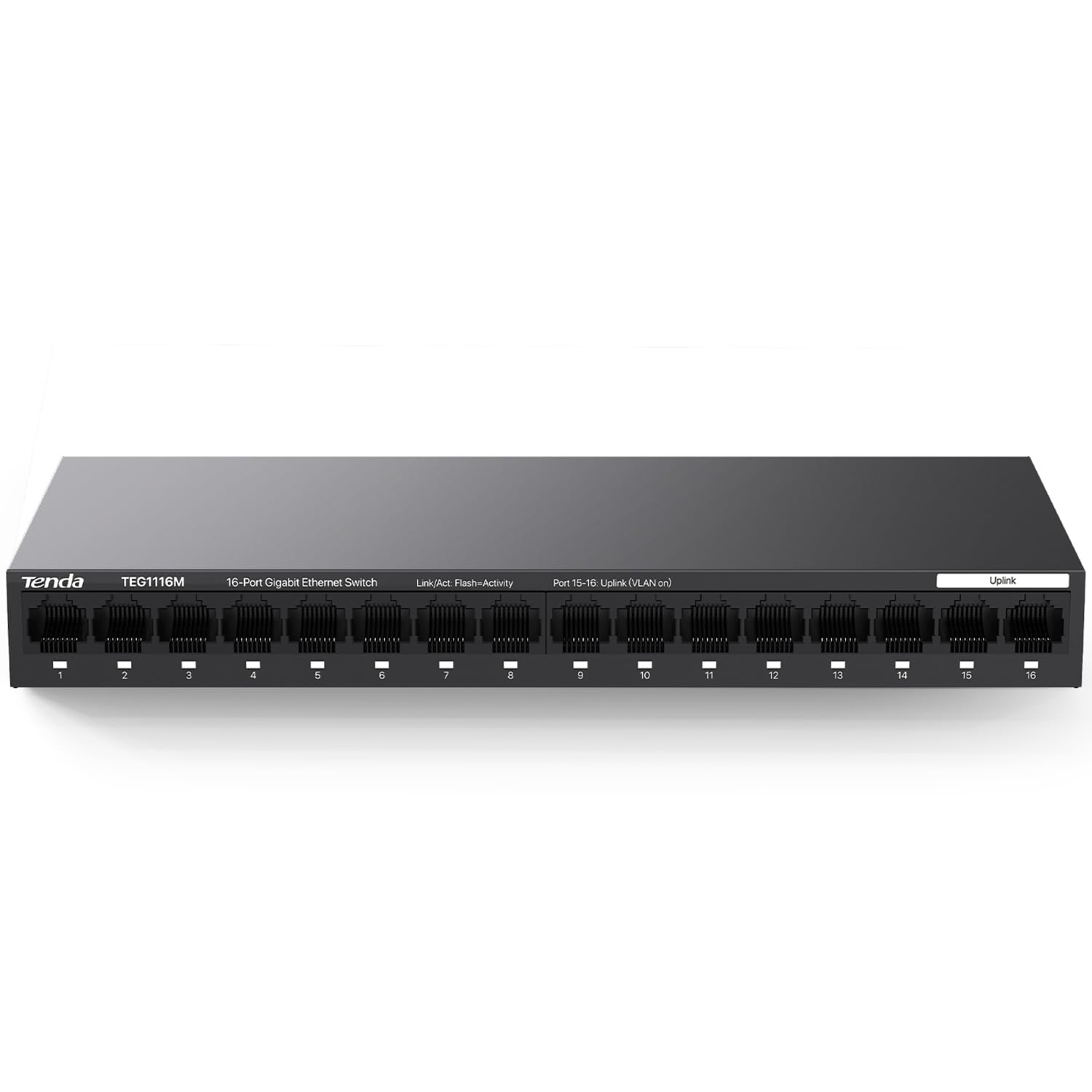Tenda TEG1116M 16 Port Gigabit Switch, Unmanaged Ethernet Switch with Traffic Optimization, Plug & Play, Fanless & Metal Design Network Switch, Limited Lifetime Protection 1