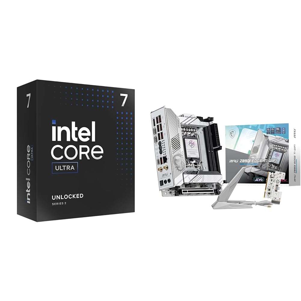 Intel Ultra 7 Desktop Processor 265K - 20 cores (8P+12E) & MSI PRO Z890-S WiFi ProSeries Motherboard (Support Core Ultra Series 2 Intel Processors, LGA 1851, DDR5, Thunderbolt 4, ATX) 1