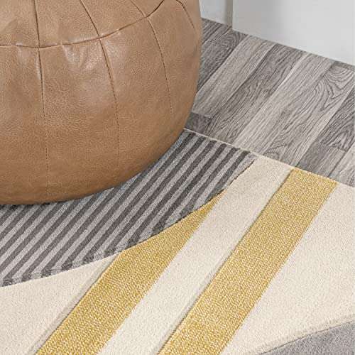 JONATHAN Y Striped Circles Gray/Yellow/Cream Runner Rug 2X8 ft, Nicky Geometric for Living Room, Bedroom, Kitchen, Office, Easy-Cleaning, High Traffic, Pet-Friendly, Non-Shedding UNQ100A-28 3