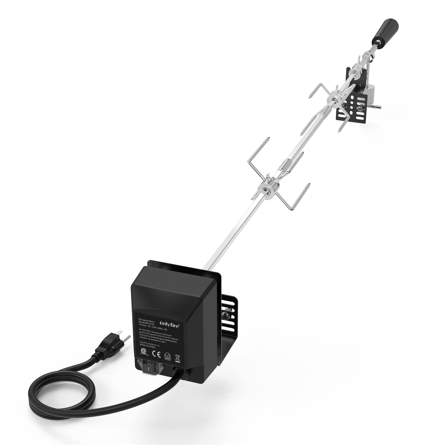 onlyfire Universal Rotisserie Kit 32”- 42” x 5/16” Square Spit Rod for Use with 2 to 4 Burners Gas Grill 1