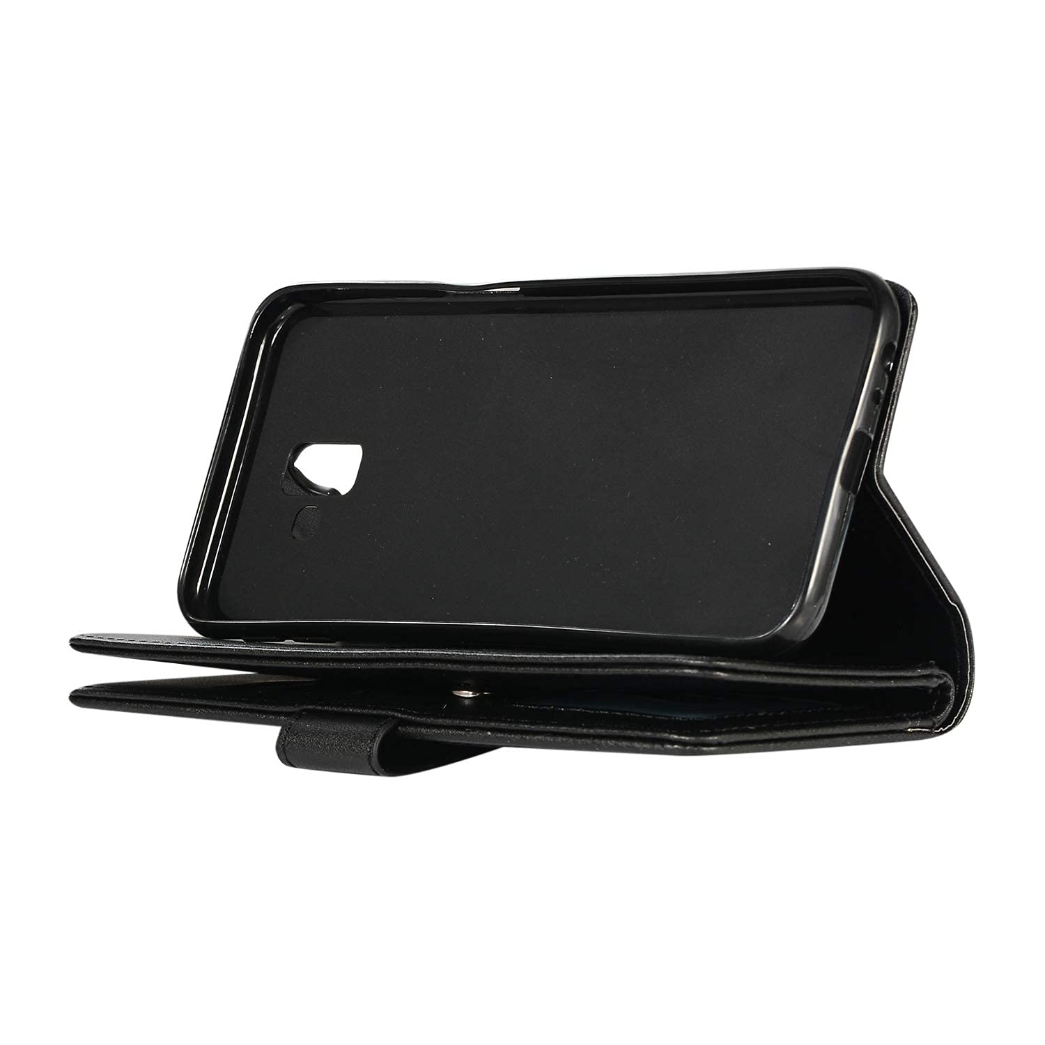 Samsung Galaxy j6 2018 Case Wallet Flip Bling Glitter 9 Card Holder PU Leather Wallet Slot Flip Protective Cover with Pocket with Zipper (Black) 5