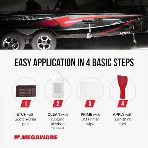 Megaware Self-Adhesive DIY Keel Guard - Prolongs The Life of Your Boat - Protects from Abrasive Sand, Rocks and Oyster Beds - 9 Kit Sizes - 5 Inches Wide (White) 5