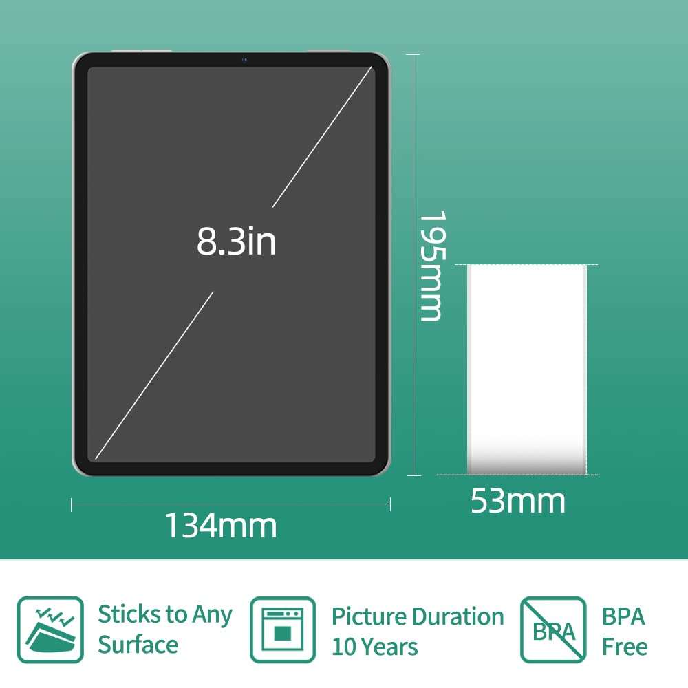 Phomemo M02 Mini Printer Paper, White Self-Adhesive Sticker Paper for M02/M02 Pro/M02S/M03 Bluetooth Pocket Mobile Printer, Black on White, 50mm x 3.5m, 3-Rolls 3