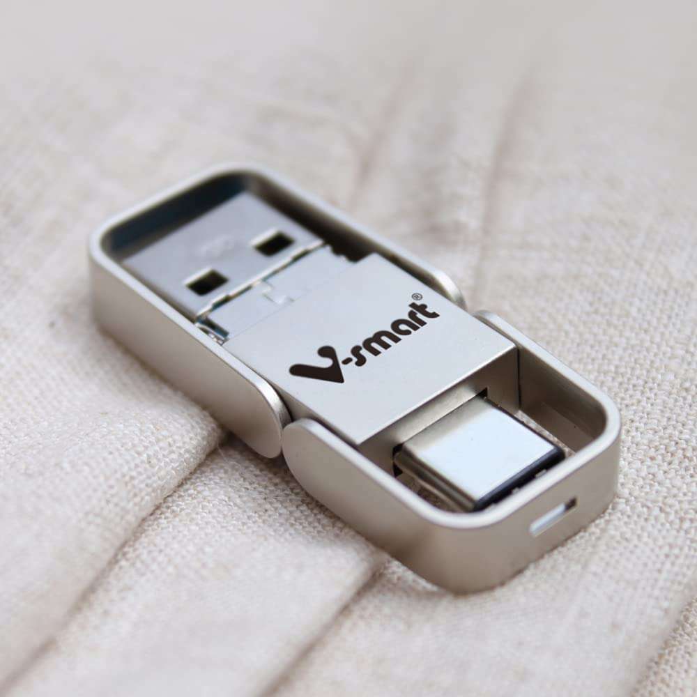 V-smart TC-302 USB 3.0 Type C Flash Drive | 3 in 1 USB C, USB A, Micro USB| High Speed OTG Flash Drive for Smartphone, Tablets, New MacBook (Matte Silver 128GB) 6