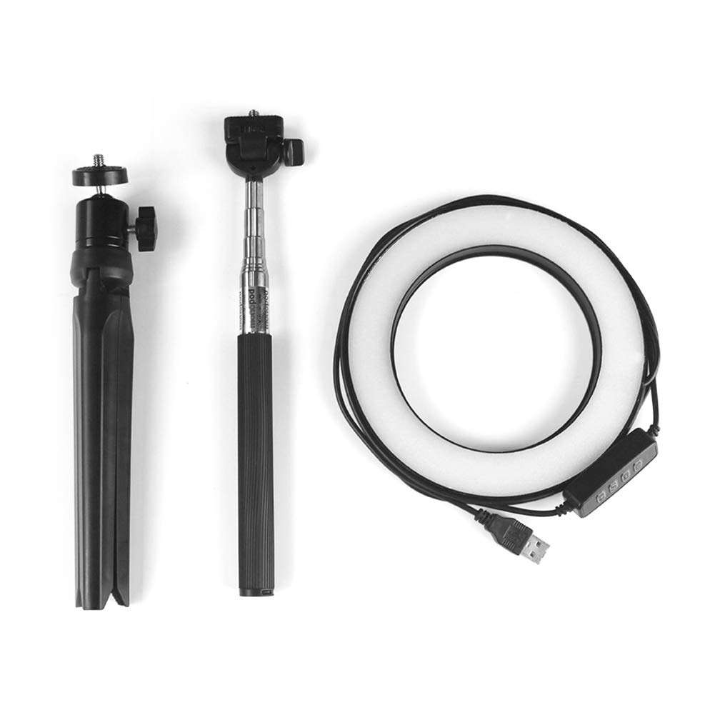 YESBAY Dimmable LED Phone Camera Selfie Ring Makeup Flash Light Lamp with Stand Tripod for Smartphone YouTube Self-Portrait Video Shooting Black 14.5 cm 1
