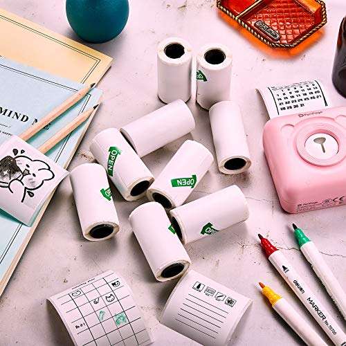 9 Piece Glossy Printable Sticker Paper Thermal Paper Mini Film Photo Printer Paper Direct Thermal Paper for Pocket Mobile Thermal Printer 57 x 30 mm (White) 5