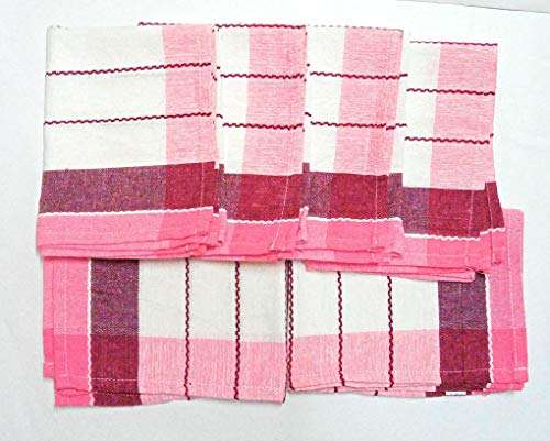 AmirThamil Kitchen Napkins Dish Clothes Lap Towels Face Towels Soft Pink and White and Large 2