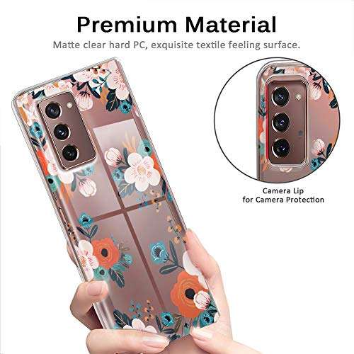 LSL Case for Samsung Galaxy Z Fold 2 5G Case Clear Print Flowers Cute Design Hard PC Shockproof Protection Full Body Protection Cover for Galaxy Z Fold 2 7.6 Inch 3
