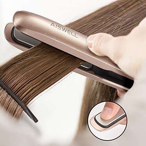 AISWELL Hair Straightener and Curler 2 in 1 Flat Iron for Hair with Adjustable Temp Tourmaline Ceramic for All Hair, Types Makes with Detachable Power Cord ​Portable Curling Iron (Rose Gold) 5