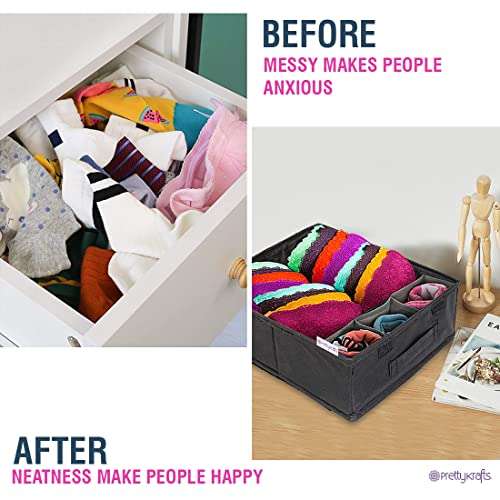 PrettyKrafts Fabric Lingerie Organizer | Bra Organiser | Undergarments Storage Box- Red 3