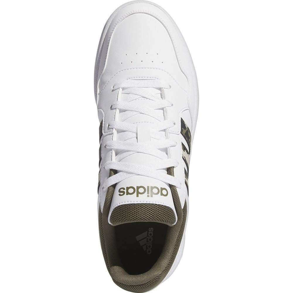 adidas Men's Hoops 3.0 Basketball Sneaker, White/Olive Strata/Grey, 10.5 5