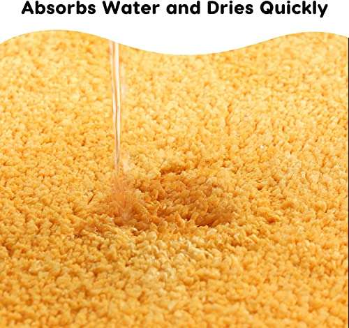 TRUEDAYS Bathroom Rugs Sets 2 Piece Water Absorbent Non Slip Yellow Boho Bath Mat Soft Cute Half Circle Bathroom Mat Washable Fluffy Bohemian Sun Bath Rug Set 4