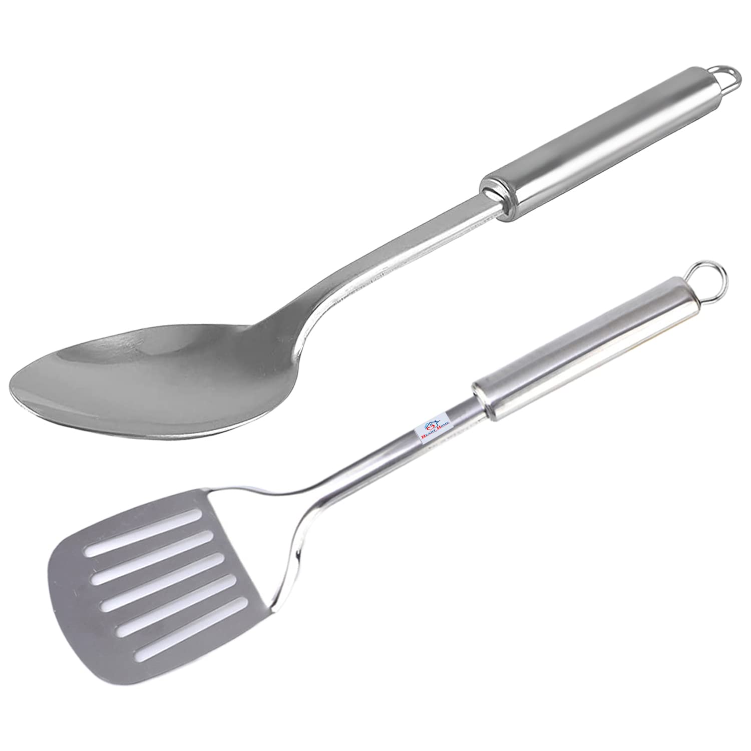 Heart Home Slotted Turner & Spoon|Stainless Steel Serving Set|Nonstick Cooking Set|Utensils Cookware Gadgets for Kitchen|Pack of 2 (Silver) 1
