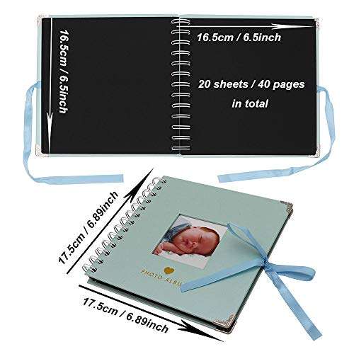 WCR Scrapbook Photo Album, DIY Memory Book Guest Book for Baby Shower Birthday Wedding Anniversary Gifts, Baby Scrapbook with Photo-Openning 40 Black Pages and Stickers (Powder Blue, 6.8 x 6.8 Inch) 2