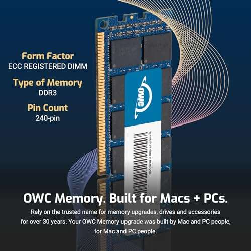 OWC 96GB (6x16GB) DDR3 ECC Registered CL9 PC3-10600 1333MHz SDRAM Memory Upgrade Module Compatible with 2009 2010 2012 Mac Pro Nehalem & Westmere Models (OWC1333D3X9M096) 3
