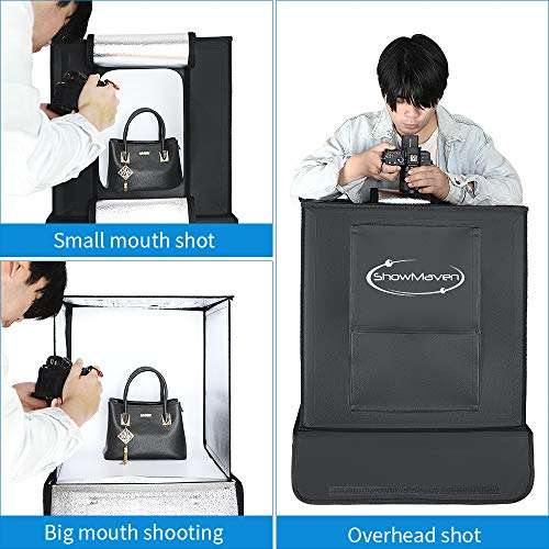 ShowMaven Photo Light Box, Portable Folding Photography Studio Box Booth Shooting Tent Kit with 5 Backdrops & Phone Holder & Tripod Stand for Photography 6
