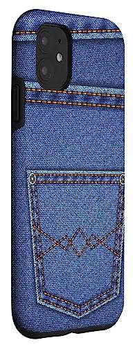Cool Printed Blue Jeans Denim Graphic Style With Cool Pocket Case for iPhone 11 3