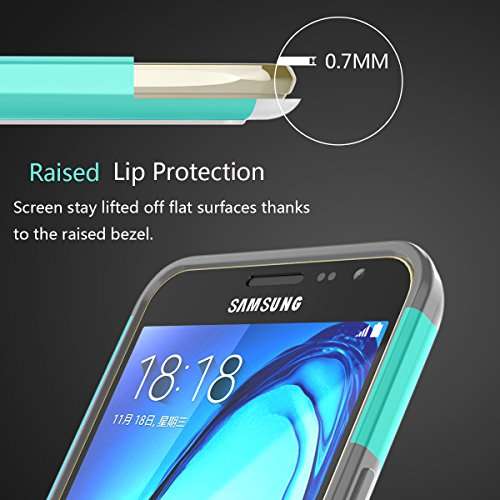 TILL for Galaxy J3 2016 / J3 Sky Case, TILL [Turquoise] [Shock Absorption] Dual Layer Hybrid Rugged Defender Soft Rubber & Hard Plastic Protective Grip Cute Case Cover for Amp Prime/Express Prime 5