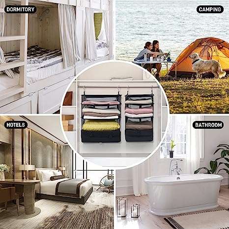 Dhadh Portable Hanging Travel Shelves, Suitcase Organizer, Packing Cubes for Travel, Carry-On Closet Insert, Super Large Capacity Travel Bags (2) 5