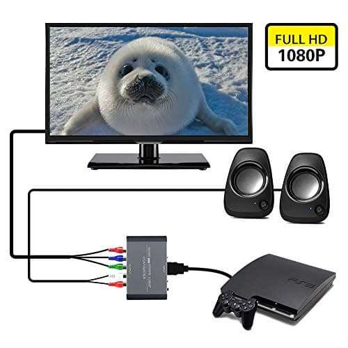 Hdiwousp 1080P HDMI to Component(YPbPr/RGB/ 5RCA) Scaler Converter(with Scaler Function, Aluminum) for DVD, Ruku Player, TV Stick to HDTV Monitor 4