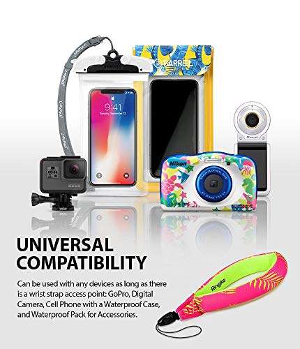 Ringke Waterproof Float Strap (2 Pack), Underwater Floating Strap, Wristband, Hand Grip, Lanyard Compatible with Camera, Phone, Key and Sunglasses (Palm Leaves & Banana) 4