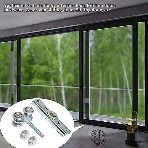 Dia 24mm Steel Double Wheel Rail Hanging Trolley Silver Sliding Track Roller Hanging Barn Door Rail Trolley Wheel H4-3 w/Nuts 4