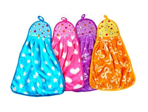 Super Soft & Light Weight Love Touch Hand Hanging Kitchen Napkin Hand Towel, Stylish & Attractive (Multi_Color Set of 4 Pieces) 1