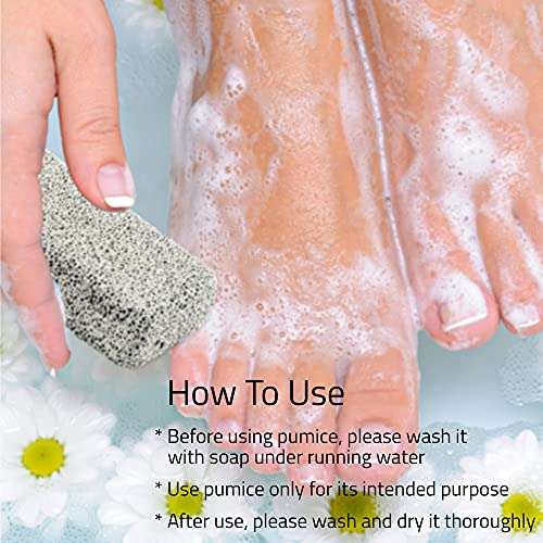 Jairestone Pumice Stone for Feet - 2 Pack Lava Stones - Callus Remover and Foot Scrubber - Exfoliating Rock for Hard, Dry and Dead Skin on Heels (White) 4