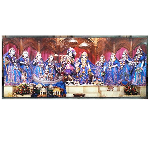 Templeshop Mayapur Iskcon Radha Madhav Astasakhi Photo Frame,for Home & Templ e Decoratction,Made by Ply Wood Plastic Size (15/36 Inches)