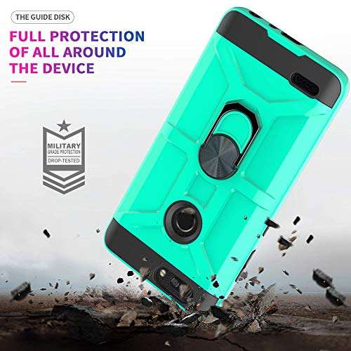 YmhxcY Case for ZTE Blade Z Max/ZTE ZMax Pro 2 / ZTE Sequoia with HD Screen Protector 360 Degree Rotating Ring Kickstand Holder Dual Layers of Shockproof Phone Case for ZTE Z982-ZS Mint 3