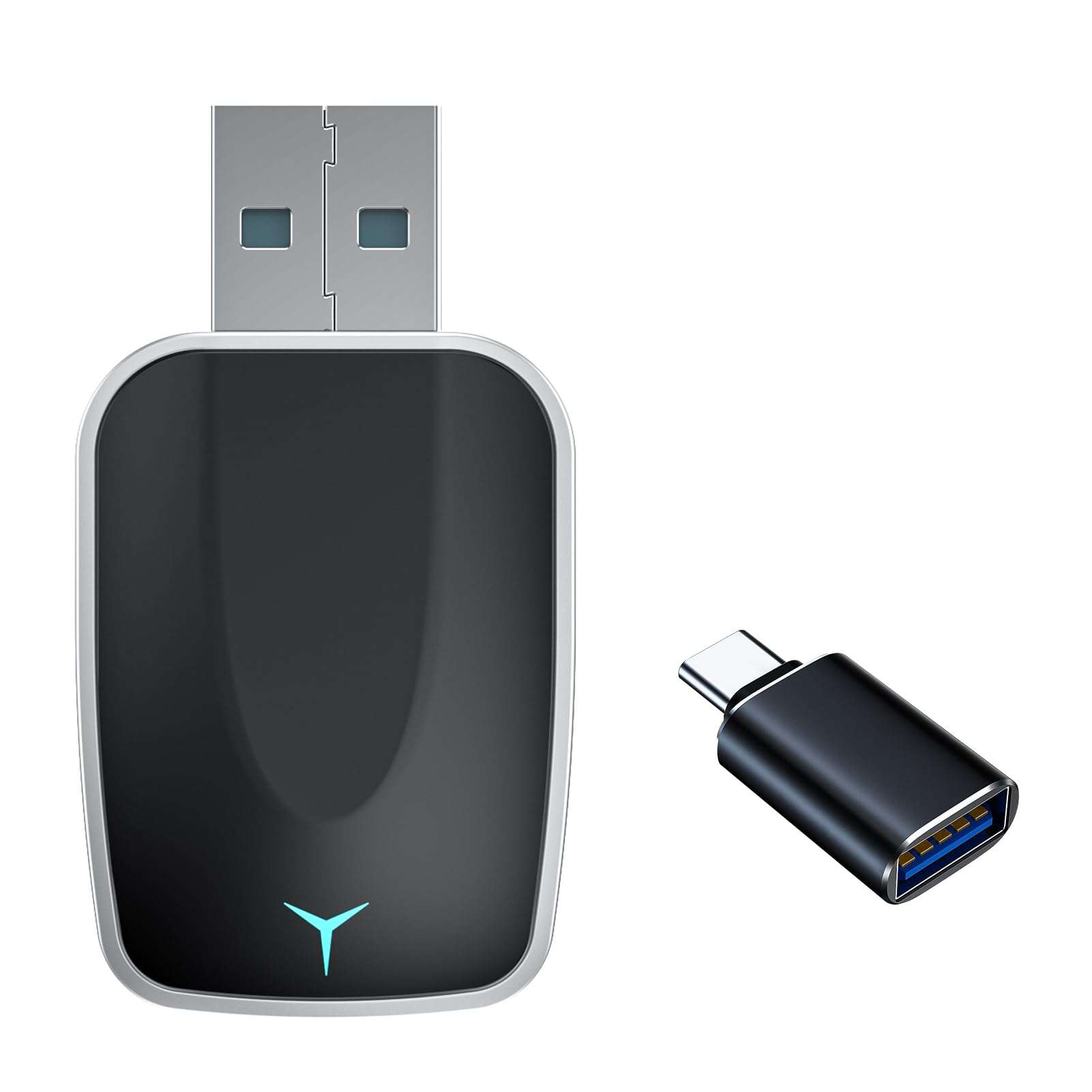 Wireless CarPlay Adapter & Android Auto 2 in 1, 2025 Plug and Play Convert Wired to Wireless Adapter for Apple CarPlay/Android Auto, Bluethooth Stable Low Latency for iOS 10+, Android 11+ USB C/A 1