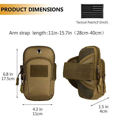 Protector Plus Tactical Running Cell Phone Armband Case Holster Bag EDC Utility Gadget Gear Medical Pack Tool Pocket Purse (Patch Included), Army Green 5