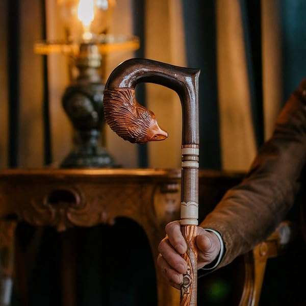 Orsus Wooden Walking Cane for Women Walking Stick Fox Hand Carved Stick 36" Womens Stick 5