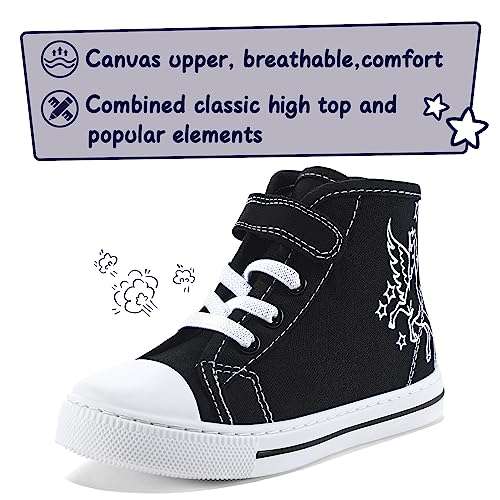 K KomForme Toddler Sneakers Girls Canvas High Top Walking Shoes with Hook and Loops 4
