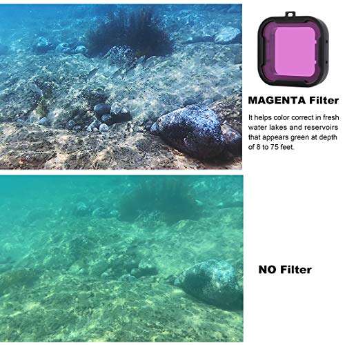 GEPULY Standard Waterproof Housing Case with Dive Filters for GoPro Hero 4, Hero 3+, Hero3 Action Cameras - 131 ft (40M) Underwater Photography - with Red, Light Red, Magenta Filters 6