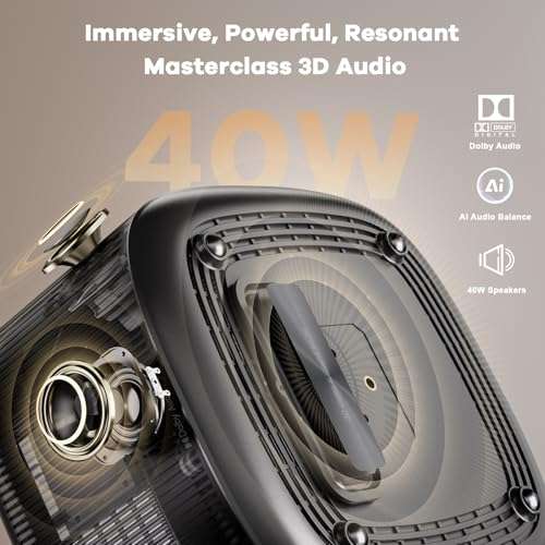 Projector-4K with WiFi and Bluetooth:[2500 ANSI/40W Dolby Audio/Official Licensed Apps], Outdoor-Projector with Smart OS 2.0 & AI Auto Focus,ONOAYO ONO5Pro Smart Movie Projector for Indoor/Outdoor Use 2