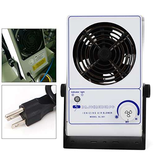 110V 60Hz Ionizing Air Blower Fan Anti Electrostatic Ion Blower Anti-Static Ionizer ESD Static Electricity Elimination Eliminator Fan Adjustable Wind Speed 5