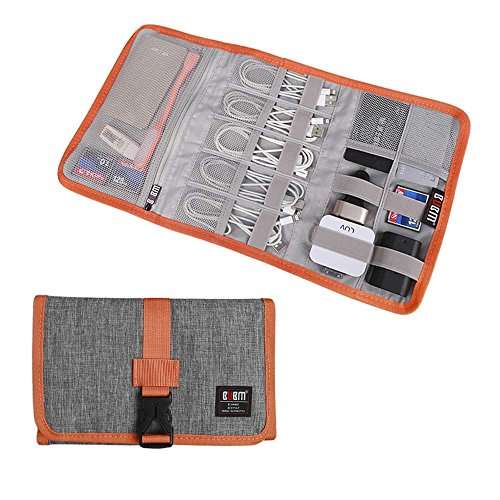 Electronic Organizer, BUBM Travel Cable Bag/USB Drive Shuttle Case/Electronics Accessory Organizer for Home Office-Grey 1