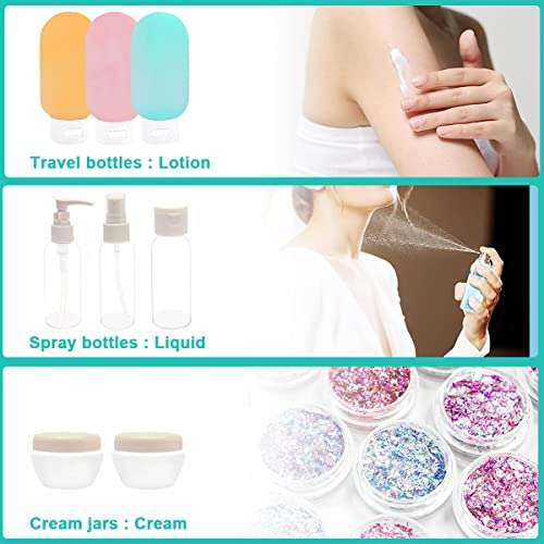 MAYCREATE® Travel Bottles for Toiletries 11pcs Kit, Leak Proof Travel Containers Squeeze Bottle for Travelling, Spray Bottles Cream Jars Refillable Dispenser Bottle Set for Shampoo Lotion, BPA-Free 4