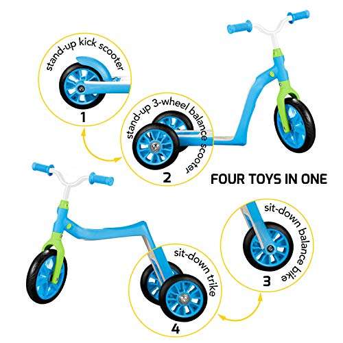 Swagtron K6 Toddler Scooter, Convertible 4-in-1 Ride-On Balance Trike & Training Bike for 3-5 Year Olds — ASTM F963 Certified (Blue) 2