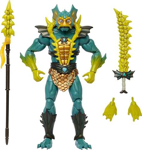 Masters of the Universe Masterverse New Eternia Action Figure & Accessories, Mer Man Deluxe Motu Collectible with 30 Articulations, 7-inch 1