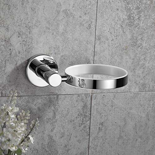 Royal H&H Bathroom Brass Toilet Brush and Holder Polished Chrome Wall Mount, Rustproof Solid Brass & Frosted Glass for Bath Storage 5